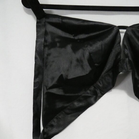 SHEIN - Curve | OXL | Black Satin Side Tie Bikini Top - Picture 7 of 9